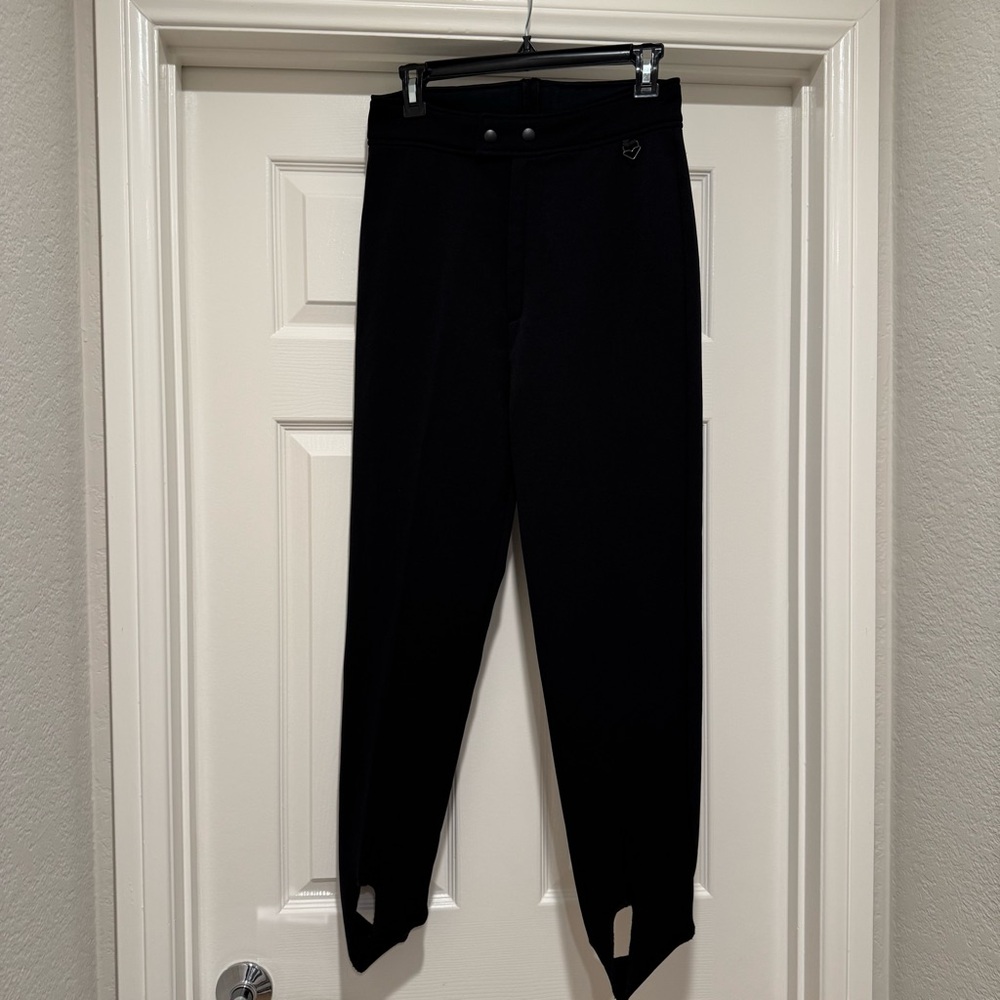 Vintage Obermeyer Black Stretch Stirrup Ski Snow Pants by Schoeller Sz 6 Petite